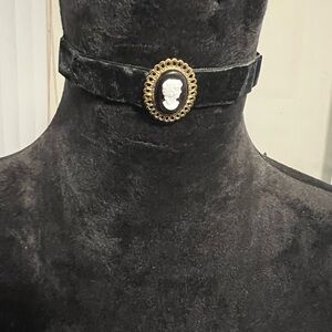 Black Velvet Choker with Cameo Pendant Germany stamped